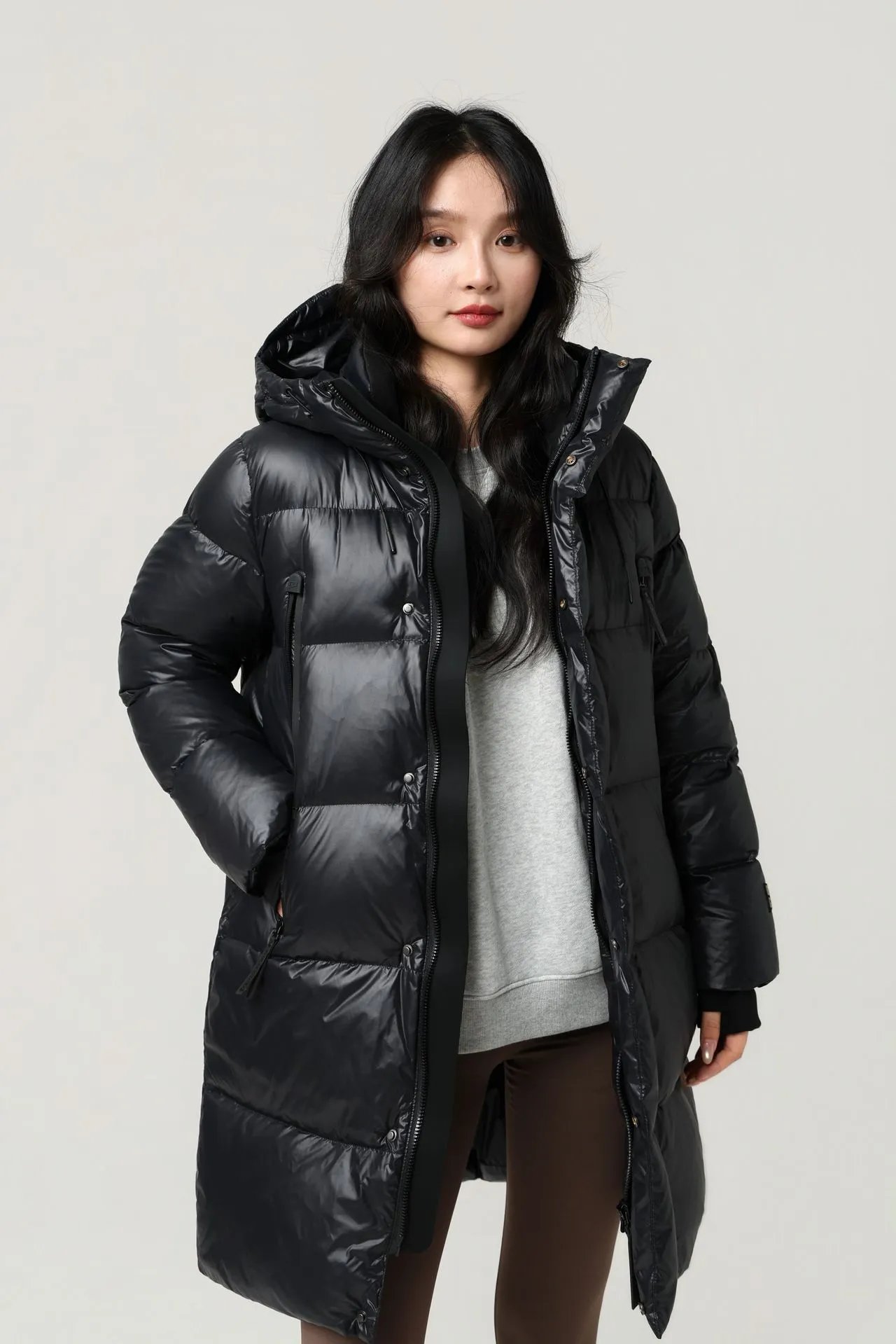 Moncler Genius Down Jacket Black Glossy Long Parka - 3