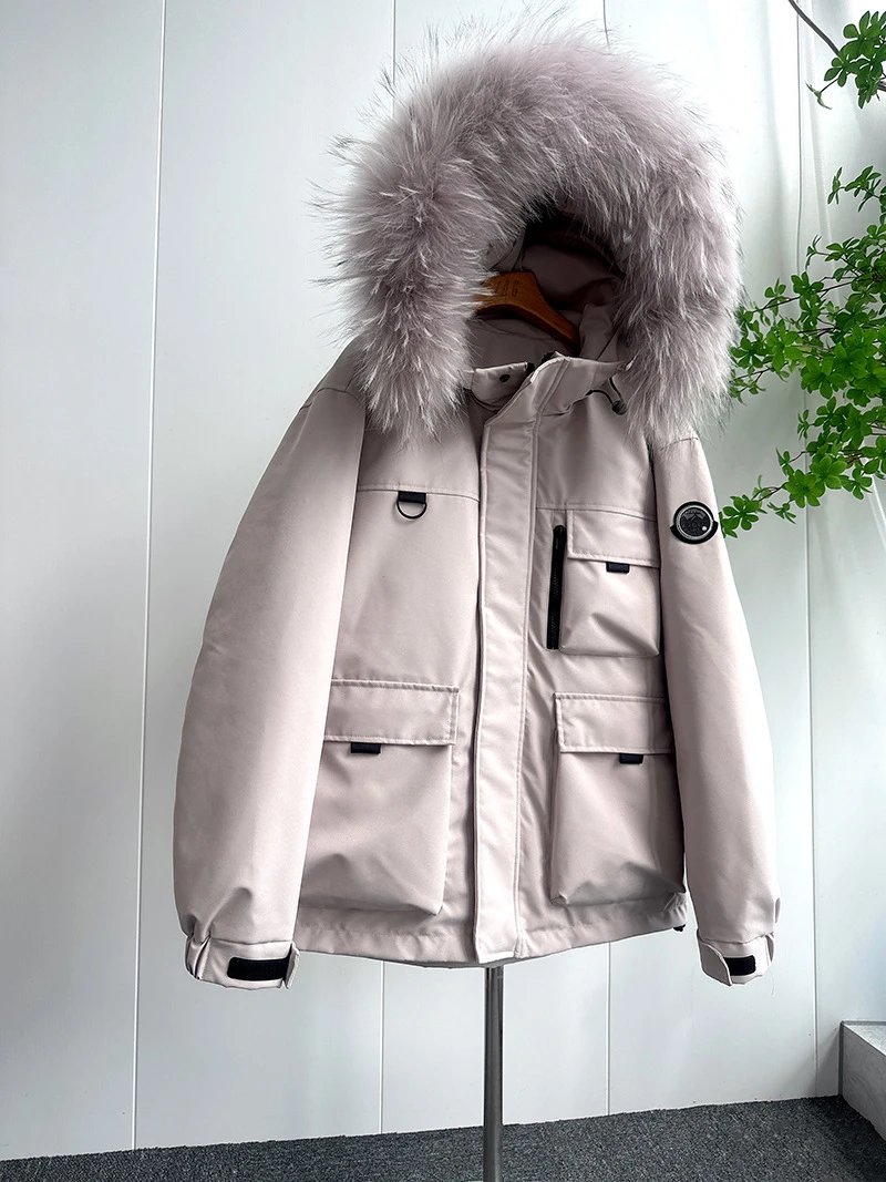 Design Parka Jacket with Faux Fur Hood in Pink - 12