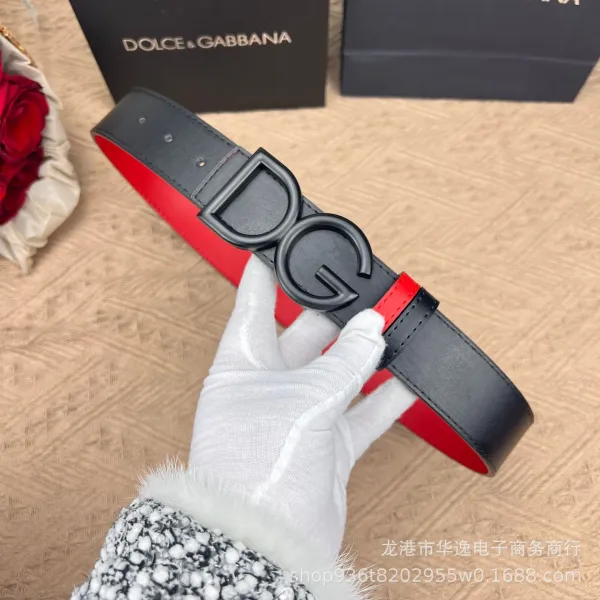 Dolce & Gabbana DG Logo Belt Red and Black Leather Belt - 3