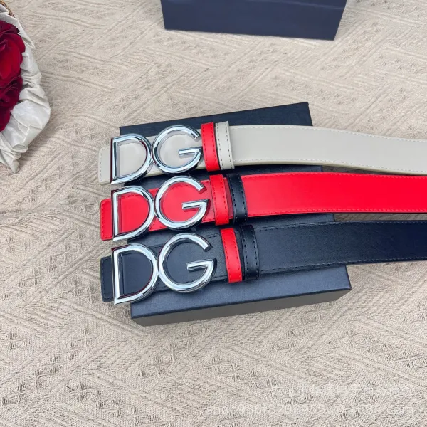 Dolce & Gabbana DG Logo Belt Red and Black Leather Belt - 13