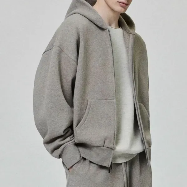 Design Oversized Zip-Up Hoodie Gray - 1