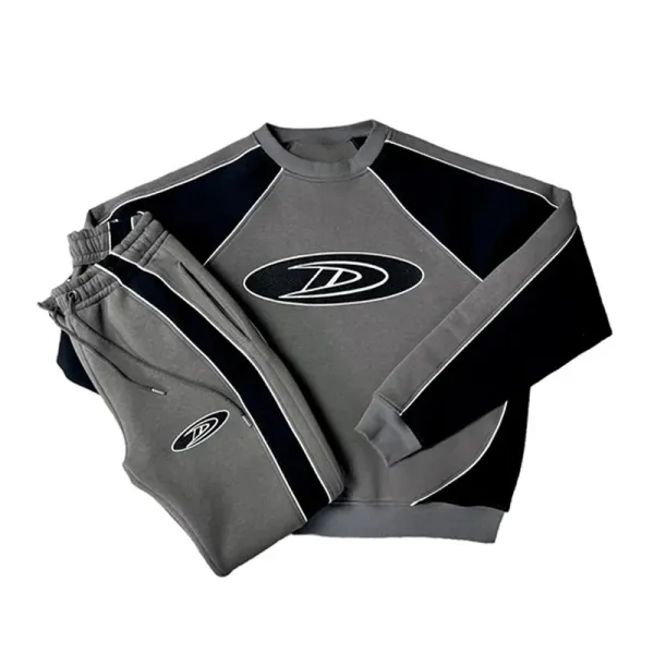 Design Tracksuit Set Gray Black Contrast Stripe - 1
