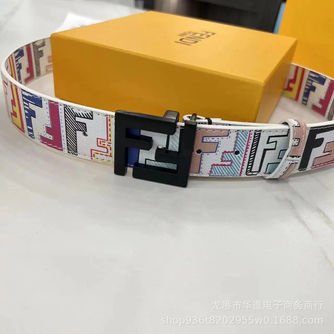 Fendi FF Multicolor Canvas Belt - 3