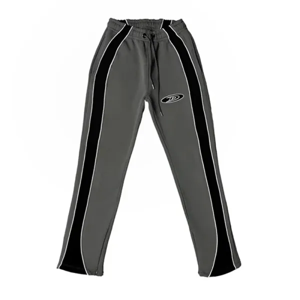 Design Track Pants Gray Black Stripe Sweatpants - 4