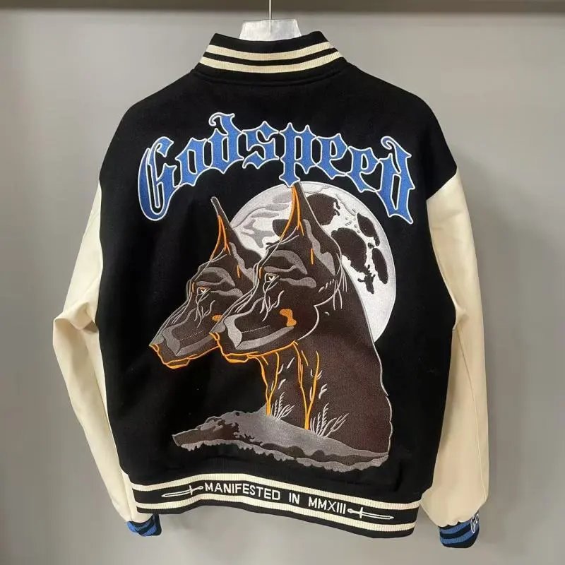 Godspeed Doberman Varsity Jacket Black Beige Outerwear.jacket - 5