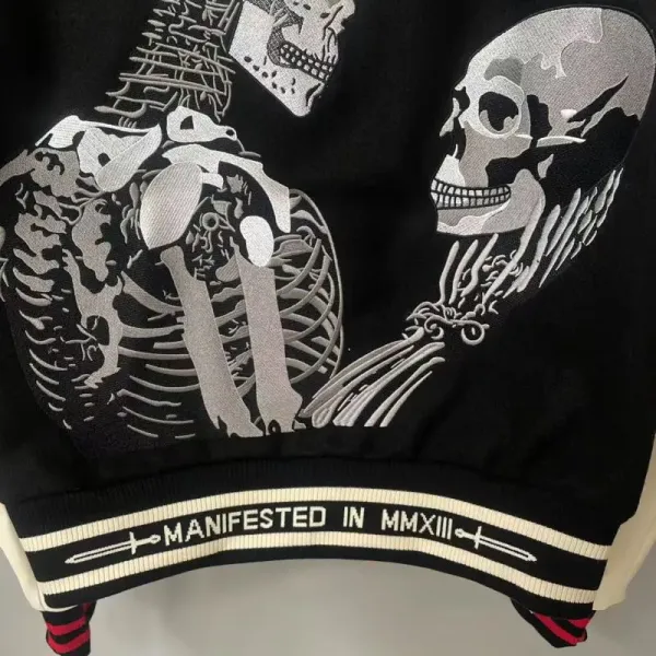 Godspeed Skeleton Varsity Jacket Black Cream Outerwear - 4