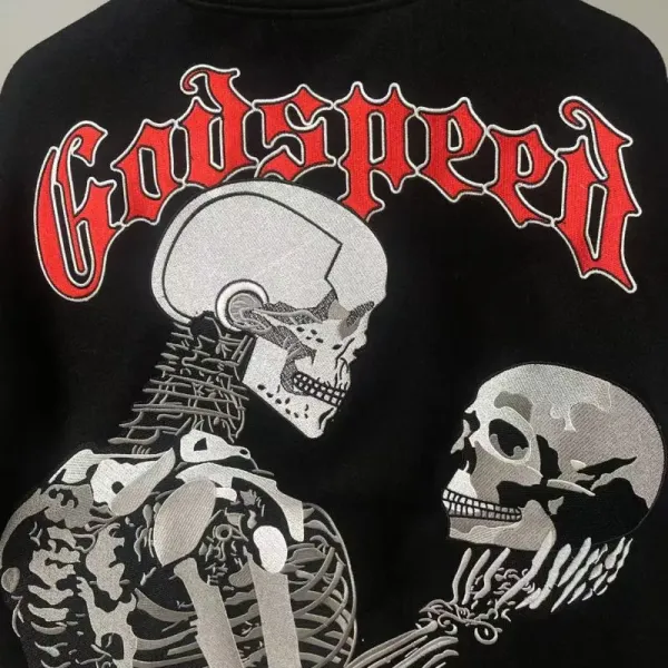 Godspeed Skeleton Varsity Jacket Black Cream Outerwear - 5