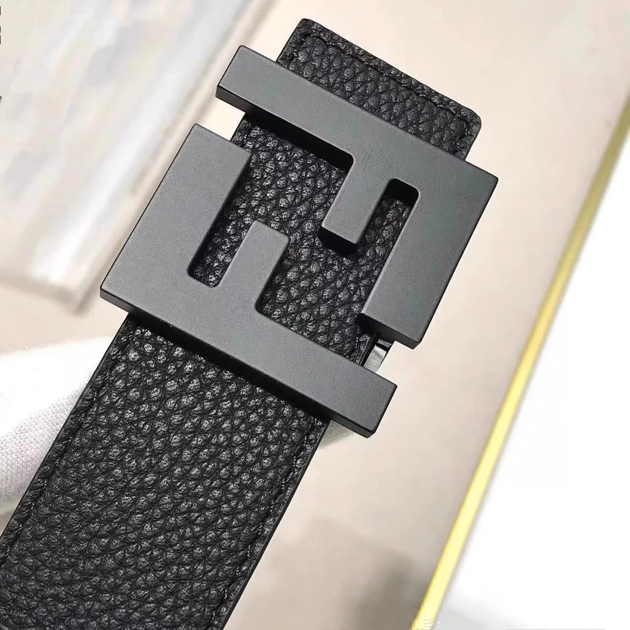 Fendi FF Logo Buckle Leather Belt Black - 5