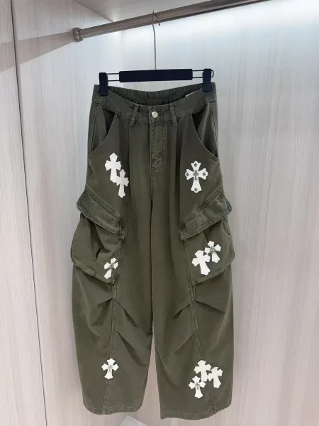 Design Mskim Cross-Embellished Cargo Pants Army Green Pants - 3
