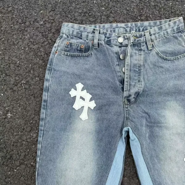 Chrome Hearts Cross-Embroidered Patchwork Flare Jeans - 5