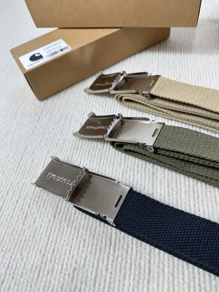 Carhartt Work In Progress Webbing Belt Beige / Black / Army Green Canvas Belt - 8