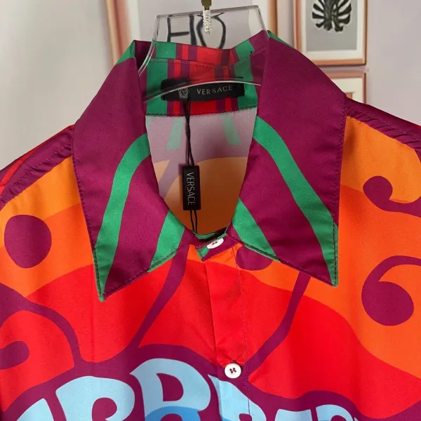 Versace Medusa Psychedelic Print Silk Shirt - 5