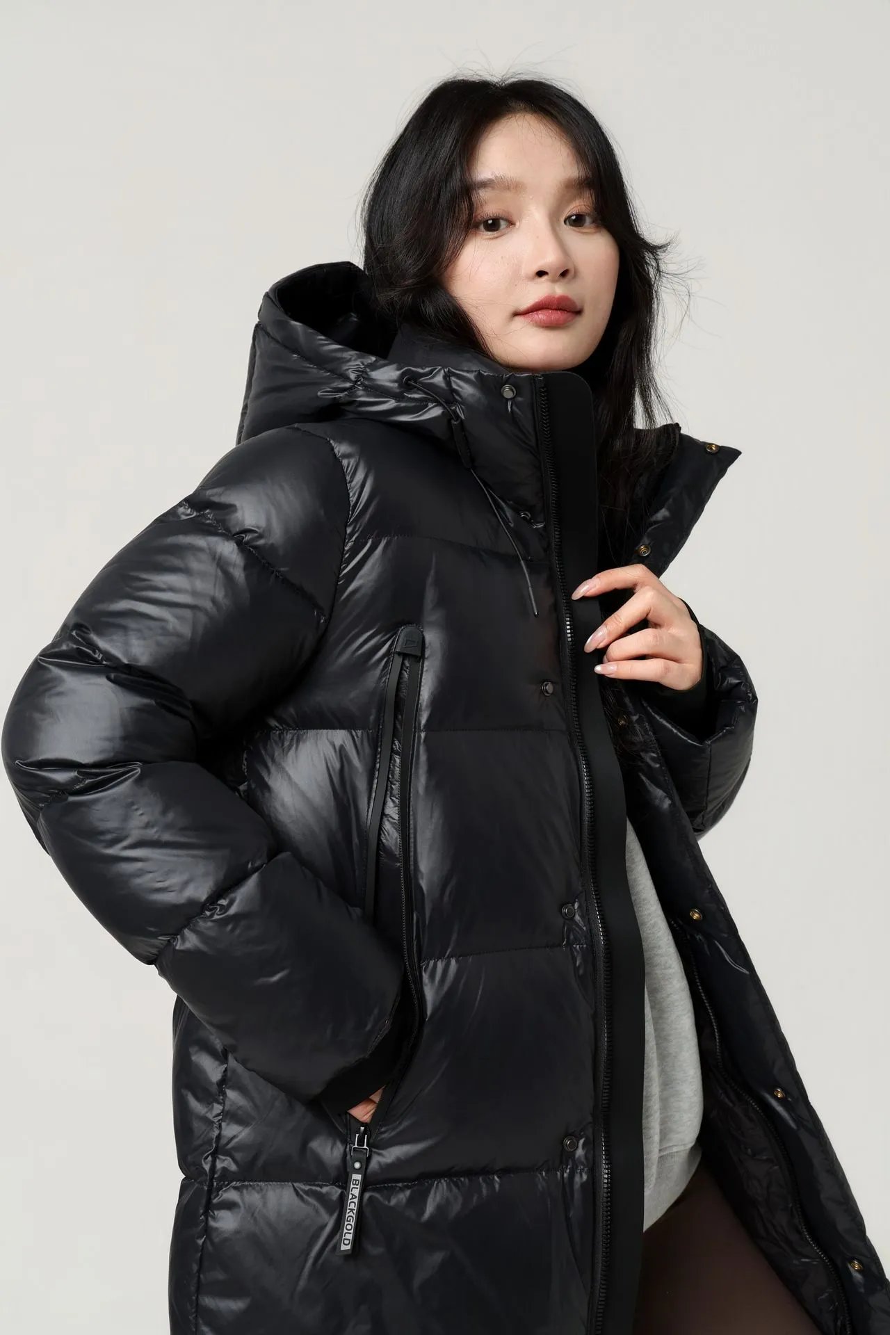 Moncler Genius Down Jacket Black Glossy Long Parka - 11