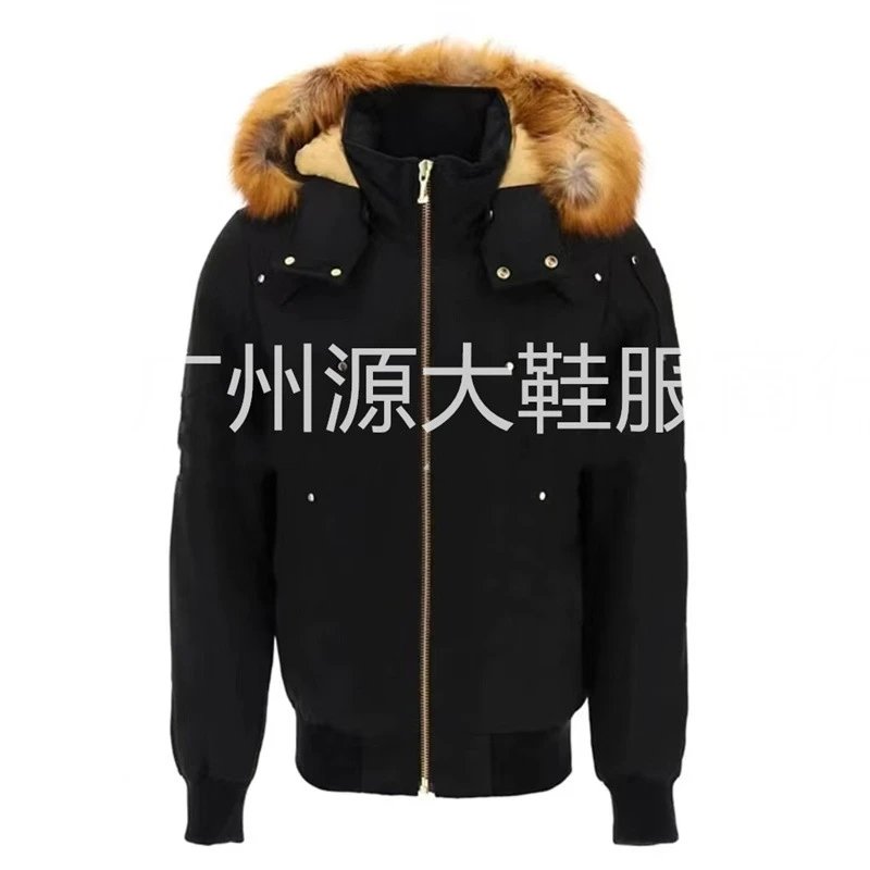 Design Parka Jacket Black with Fur Trim Hood - 1