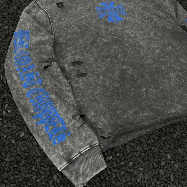 Design West Coast Choppers Acid Wash Distressed Crewneck Sweatshirt Sweater - 7