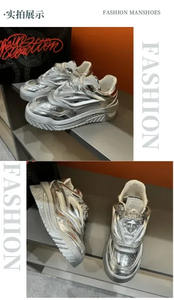 Versace Chain Reaction Silver Metallic Sneakers Chunky Sneakers - 6