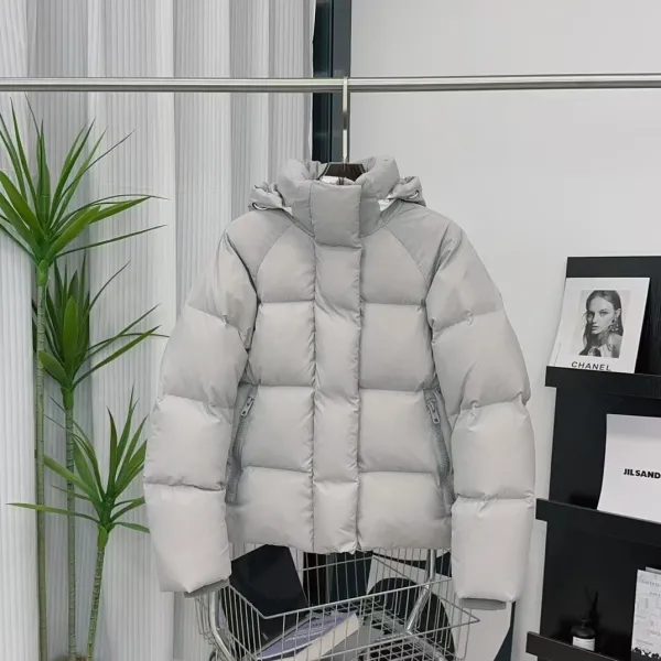 Design Down Jacket in Dusty Pink with Hood and Zippered Front Outerwear.down Jacket - 2