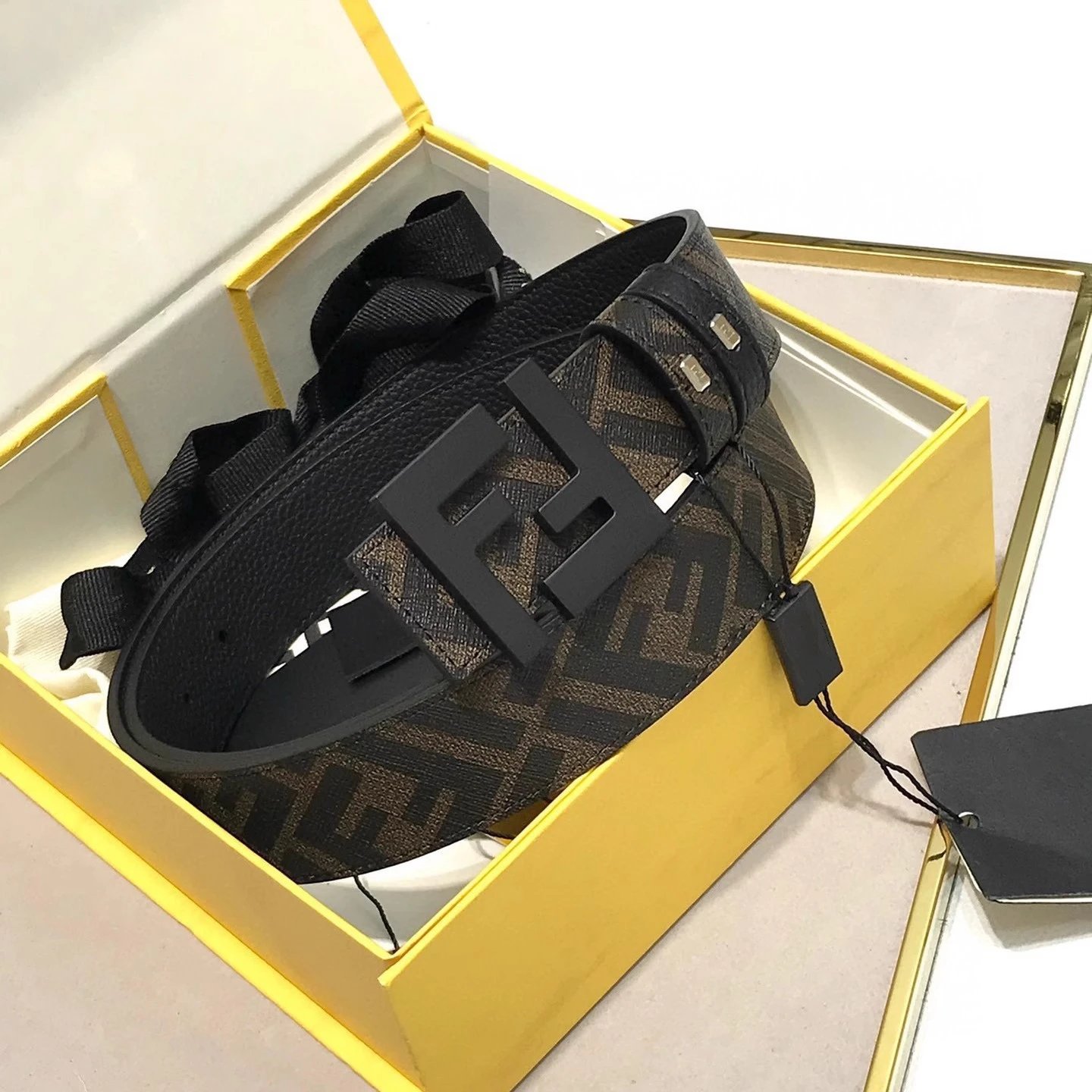 Fendi FF Logo Buckle Leather Belt Black - 11