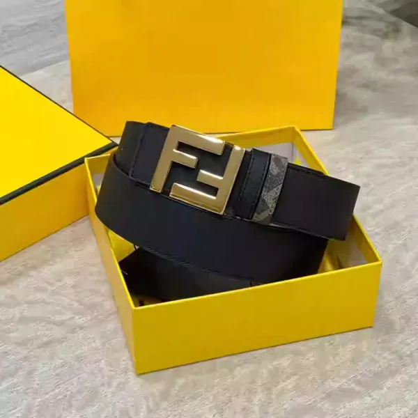 Fendi FF Logo Buckle Leather Belt Black - 19