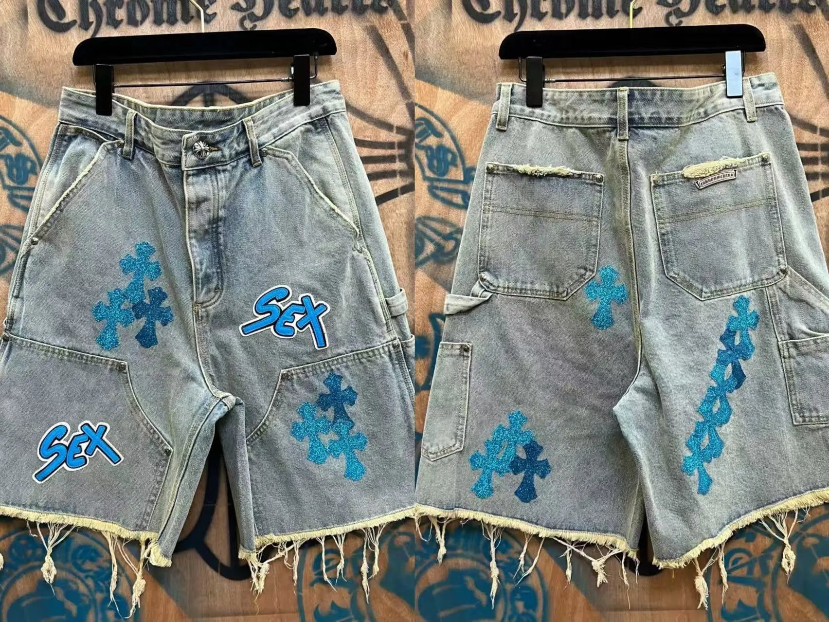 Chrome Hearts Cross-Embellished Distressed Denim Shorts - 11