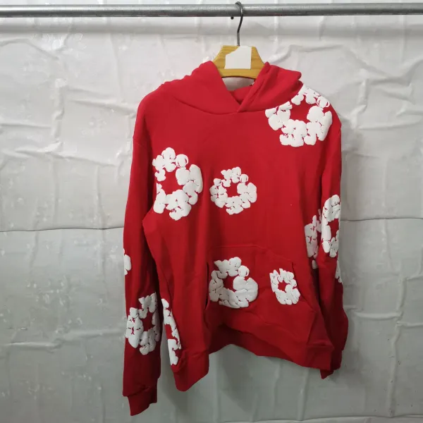 Design Floral Print Red Hoodie - 1
