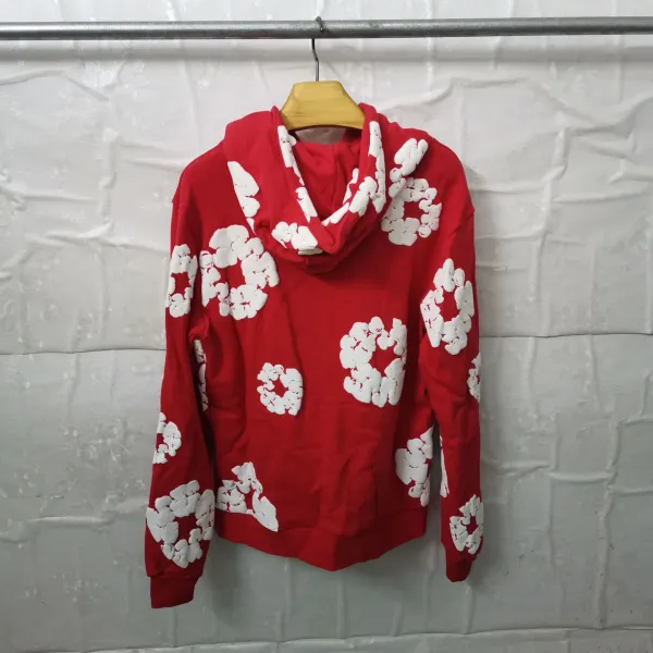 Design Floral Print Red Hoodie - 7
