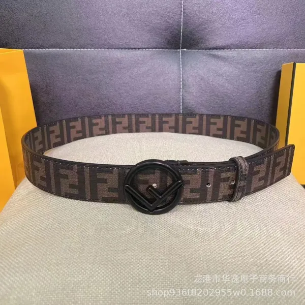 Fendi FF Logo Belt Brown Canvas Belt - 6