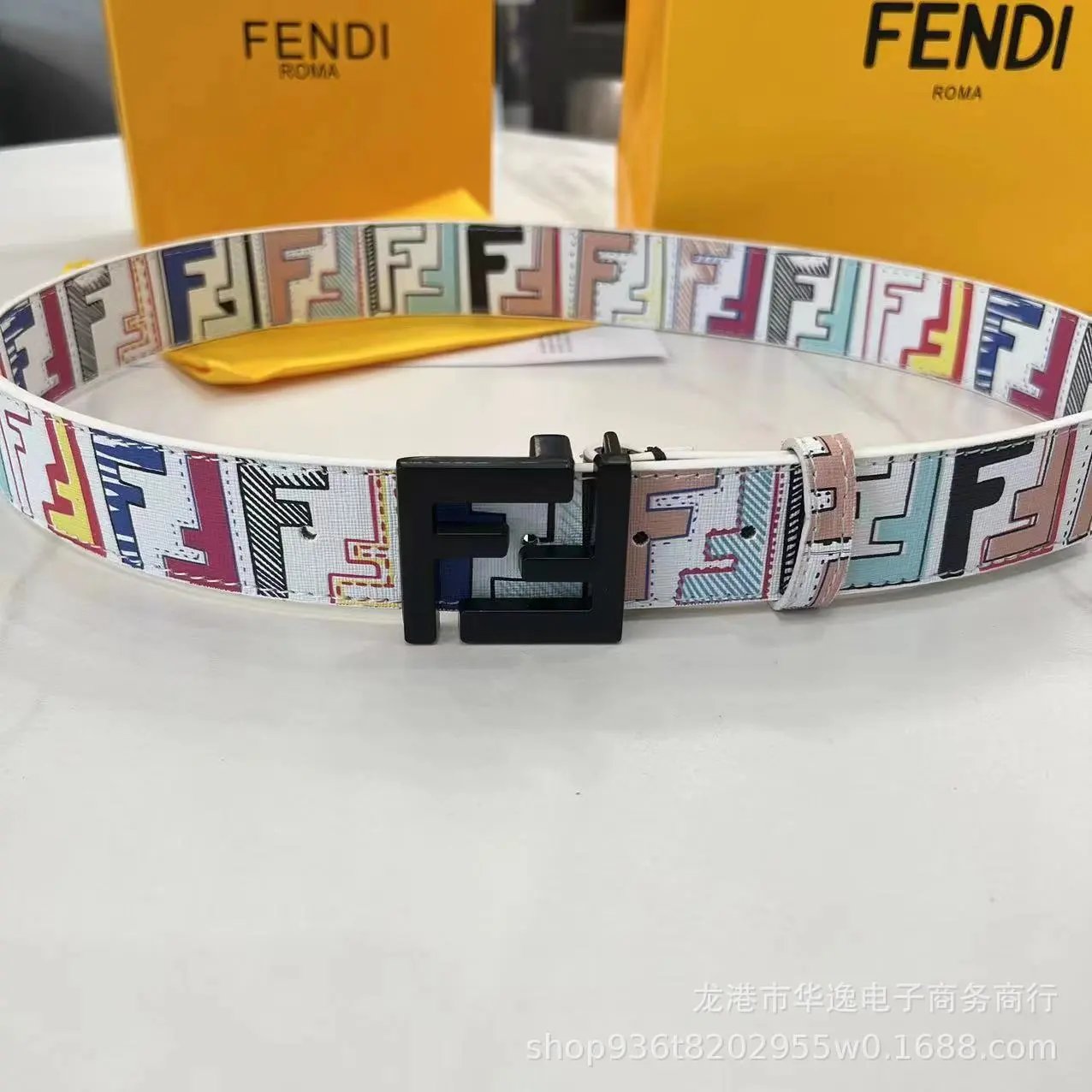 Fendi FF Multicolor Canvas Belt - 11