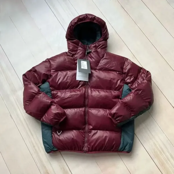 Moncler Genius Down Jacket Burgundy with Green Panels - 1