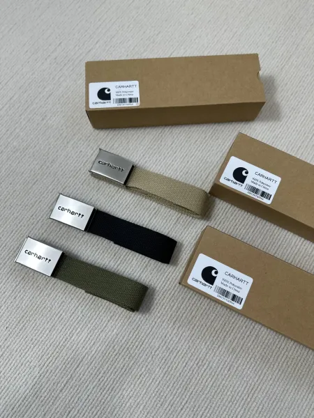 Carhartt Work In Progress Webbing Belt Beige / Black / Army Green Canvas Belt - 11