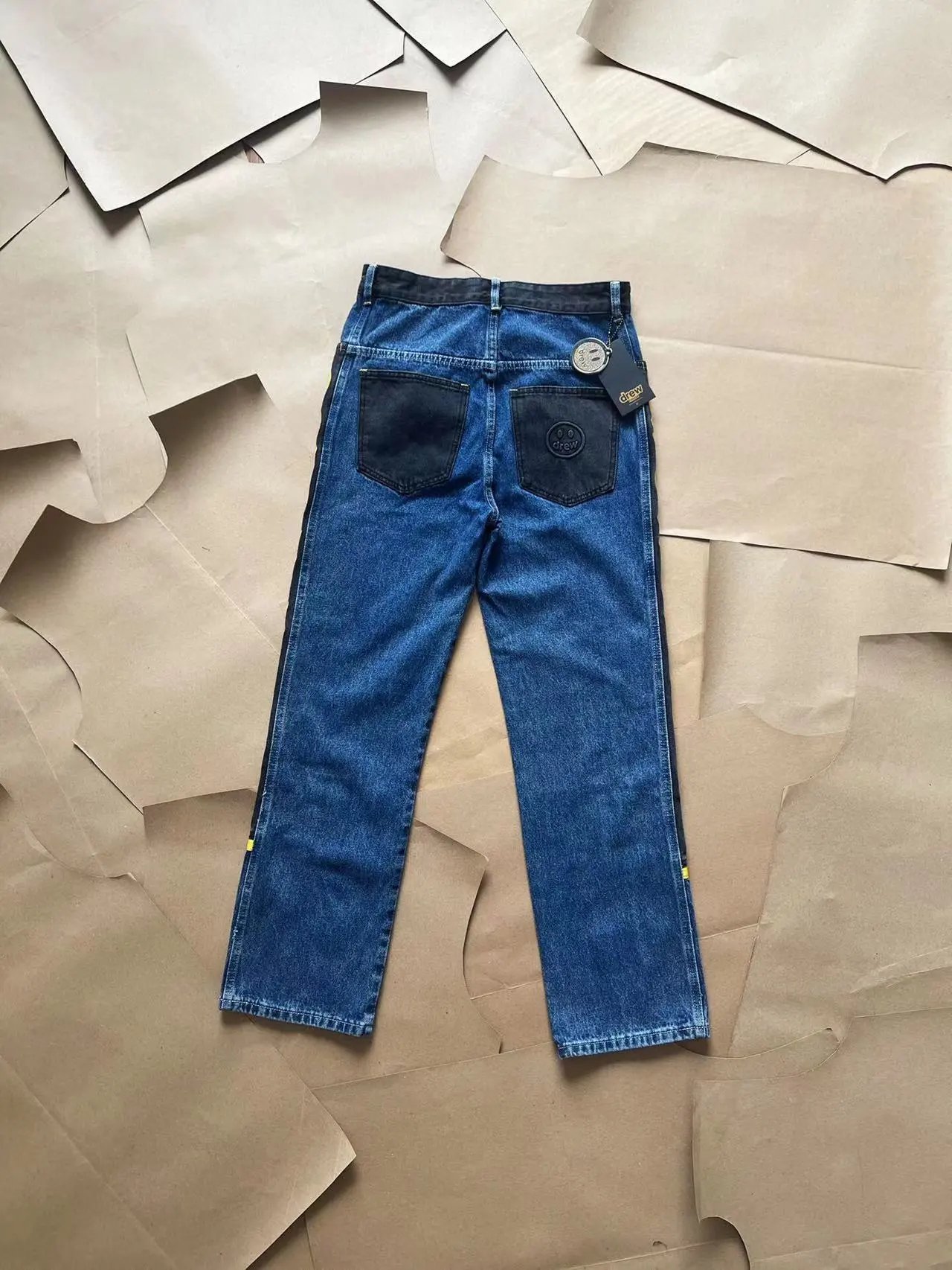 Drew House Logo Stripe Straight Leg Jeans Blue - 3