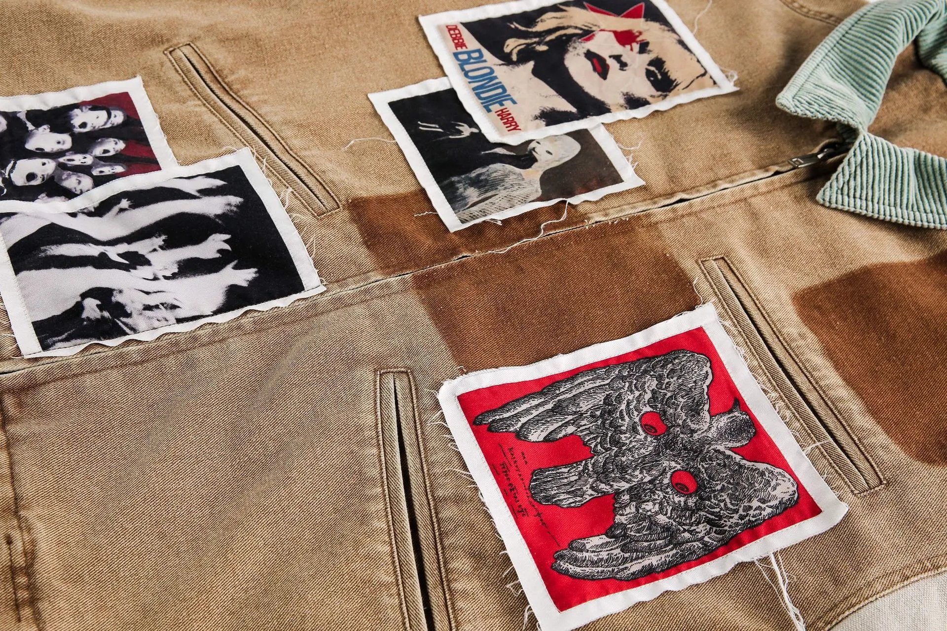 Design Patchwork Denim Jacket Beige Multicolor Outerwear - 13