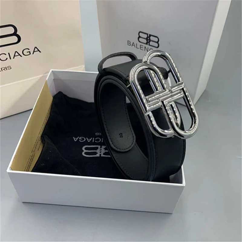 Balenciaga BB Belt Black Leather Belt