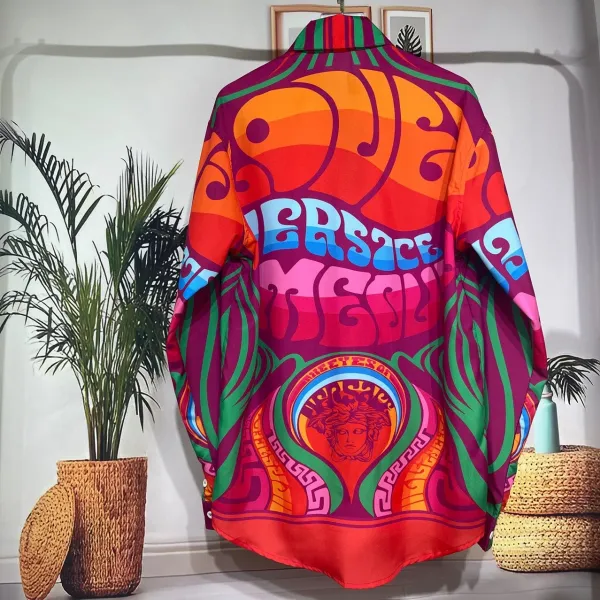 Versace Medusa Psychedelic Print Silk Shirt - 4