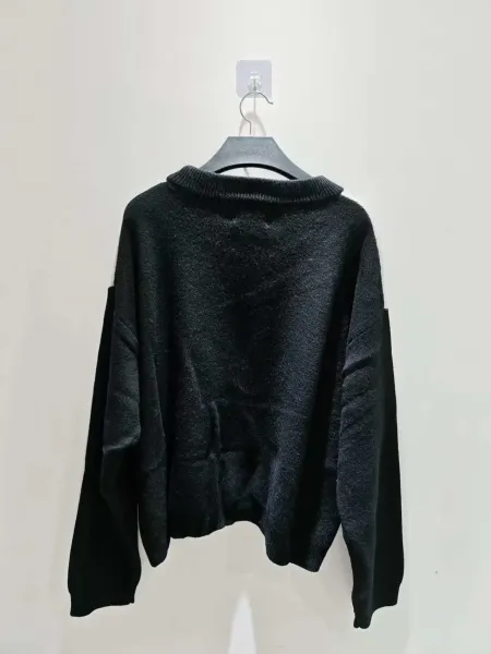 Design Oversized Ribbed Crewneck Sweater Black - 1