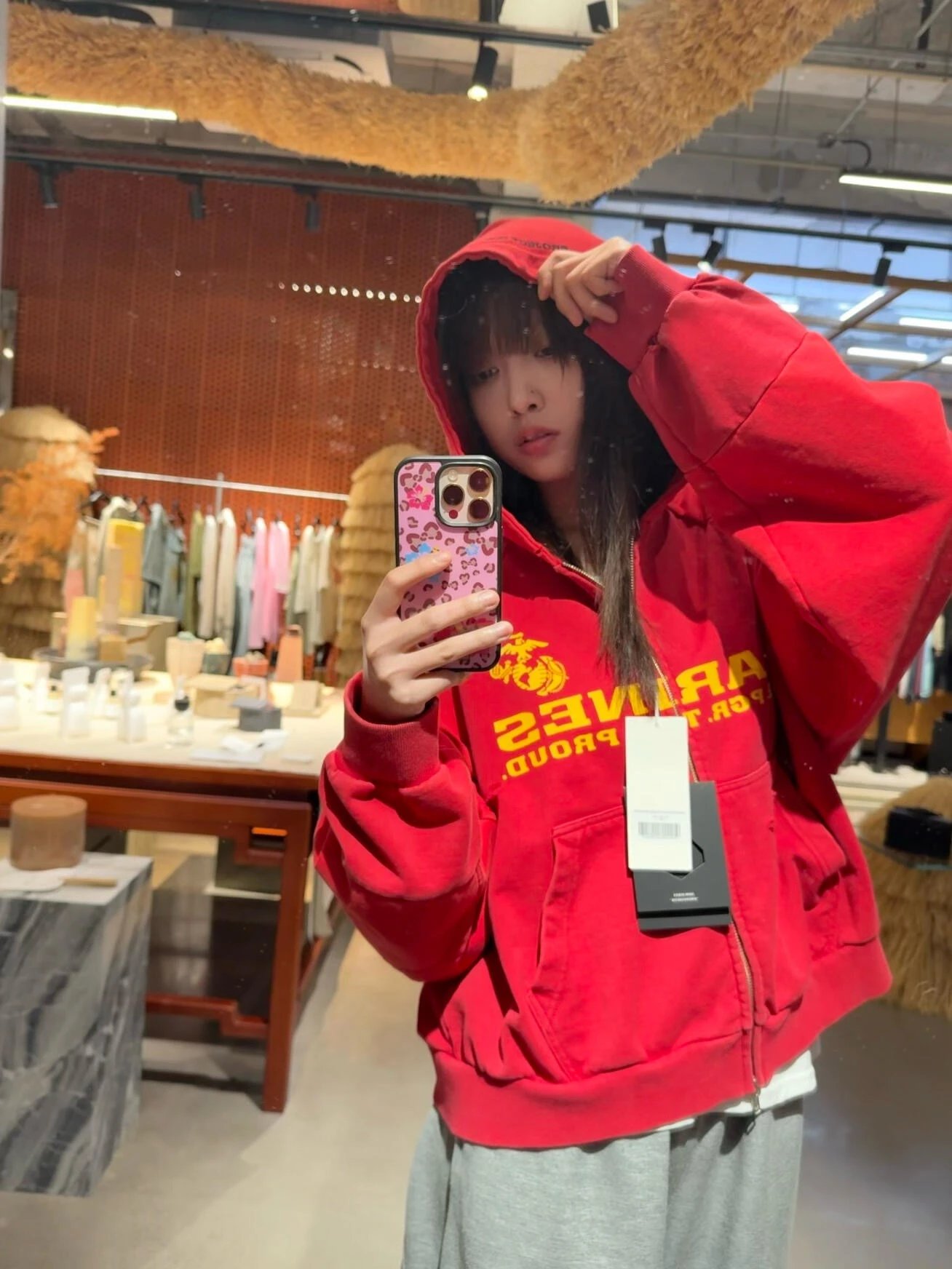 Design Marines x Unknown Brand Cropped Zip-Up Hoodie Red Hoodie - 13