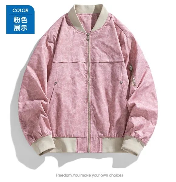 Design Bomber Jacket Pink Crinkle Texture Outerwear - 14