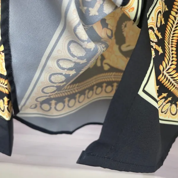 Versace Baroque Print Silk Shirt Black and Gold - 3
