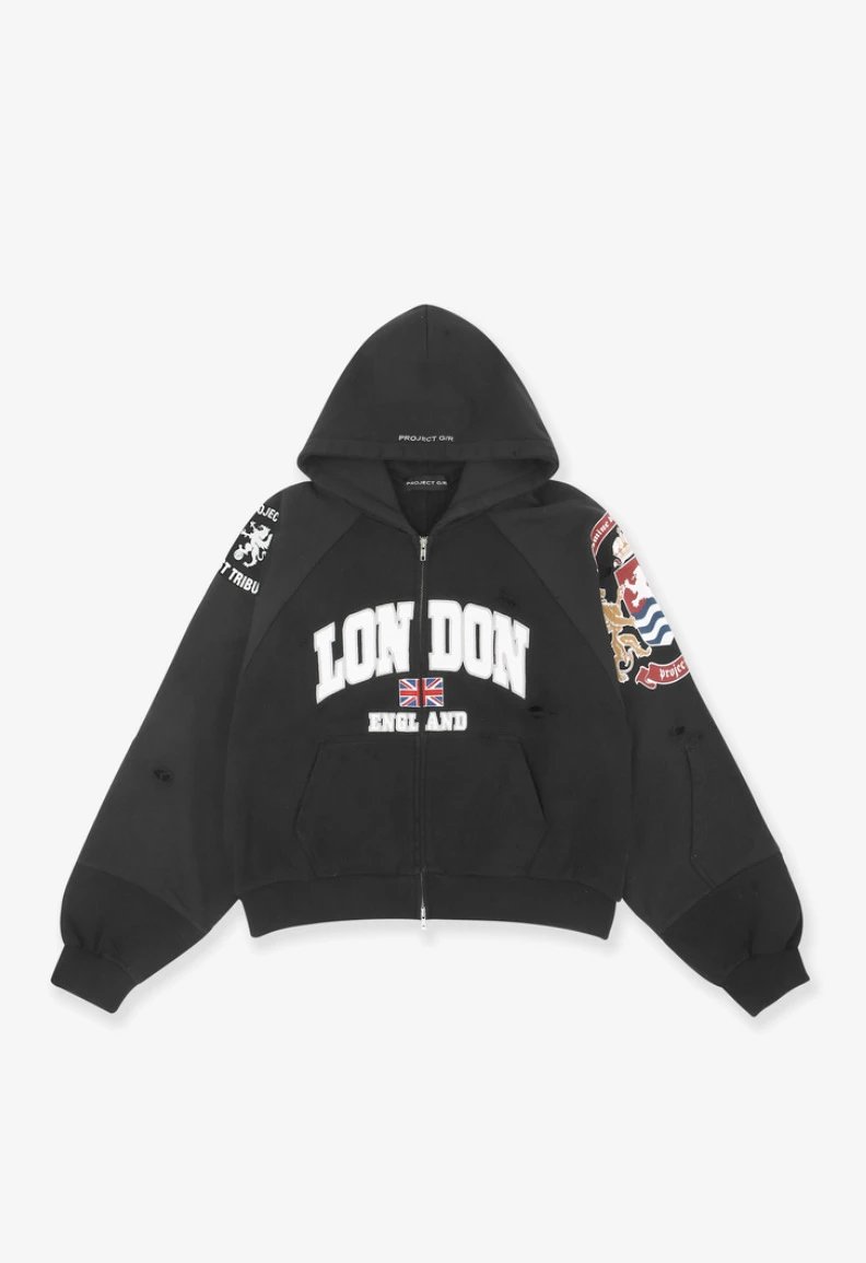 Design Project GIN London England Hoodie Black Hoodie - 6
