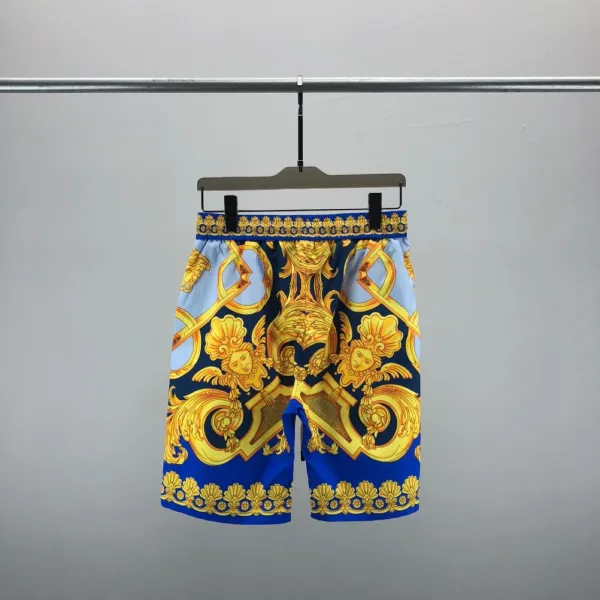 Versace Baroque Print Swim Shorts Blue Gold - 4