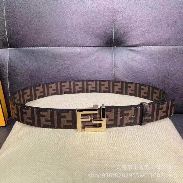 Fendi FF Logo Belt Brown Canvas Belt - 11