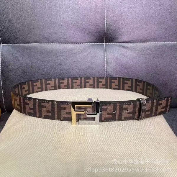 Fendi FF Logo Belt Brown Canvas Belt - 7