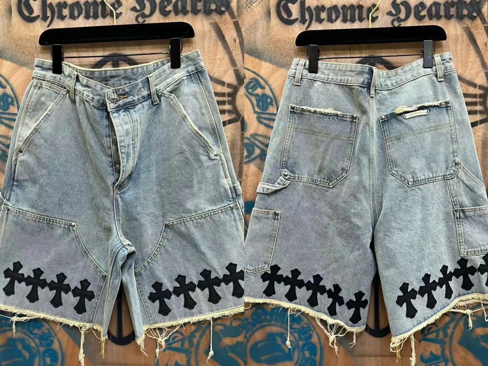 Chrome Hearts Cross-Embellished Distressed Denim Shorts - 8