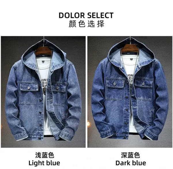 Design DS8965-2 Black Hooded Denim Jacket - 9