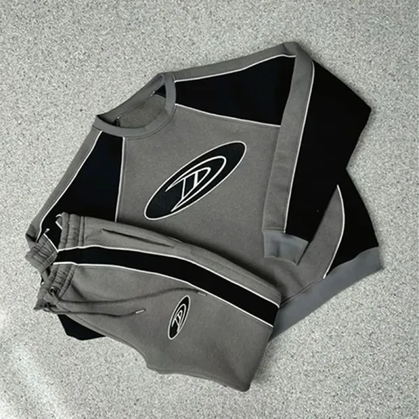 Design Track Pants Gray Black Stripe Sweatpants - 2