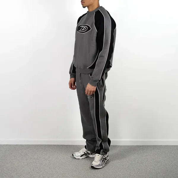 Design Track Pants Gray Black Stripe Sweatpants - 9