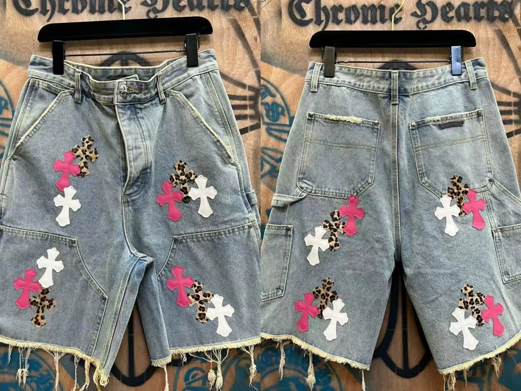 Chrome Hearts Cross-Embellished Distressed Denim Shorts - 12
