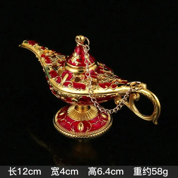 Design Aladdin's Magic Lamp Red and Gold Ornament Jewelry - 1