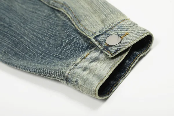 Design Denim Jacket with Pearl Embellishment Gray - 8