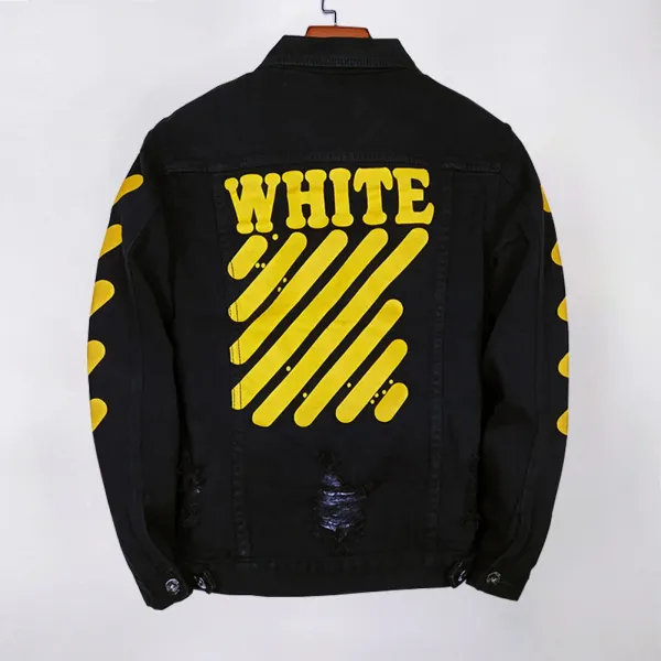 Off-White Diagonal Stripe Denim Jacket Black / Yellow - 1